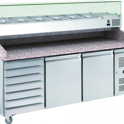 EP3+ 2 Door 7 draw Pizza Counter with Toppings Unit